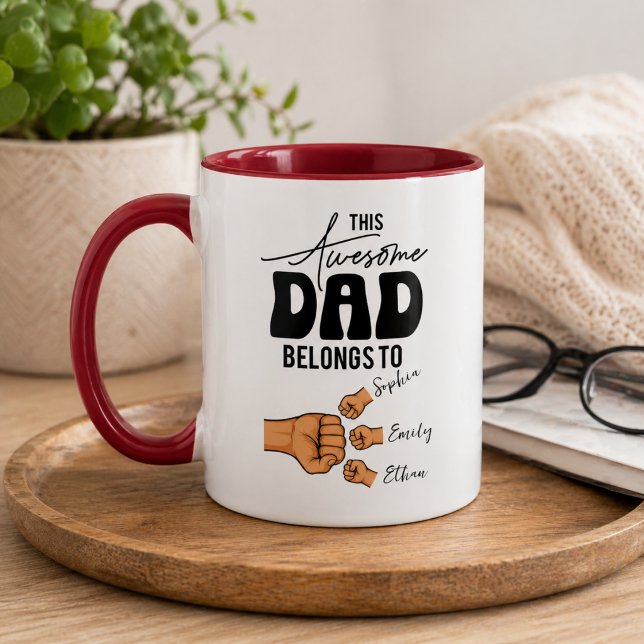 Personlig Denna fantastiska pappa tillhör | Anpass Mugg (Personalized This Awesome Dad Belongs To | Custom Mug)