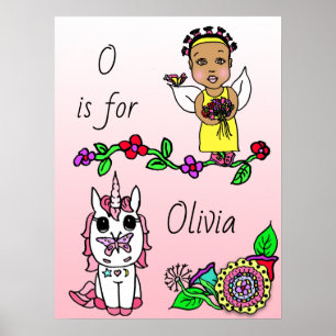 Personlig denna Söt Red Fairy och Unicorn Poster