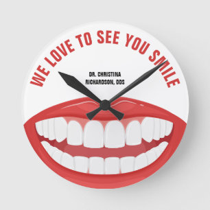 Personlig Dental Office Big Smile Teeth Rund Klocka