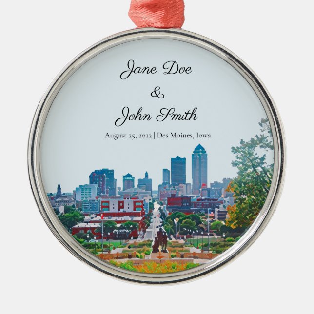 Personlig Des Moines Skyline Ornament (Framsidan)
