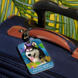 Personlig Design Cute Husky. Bagagebricka