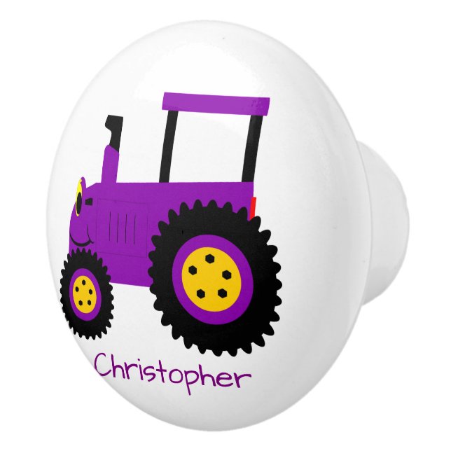 Personlig design för lila traktor knopp (Höger)