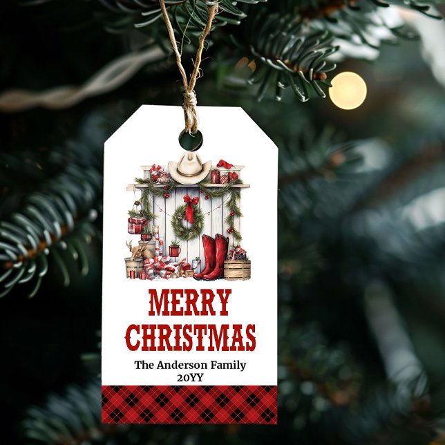 Personlig design för Wild West julklappsmärke Presentetikett (Wild West Christmas gift tag personalized design)