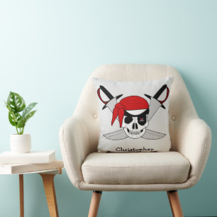 Personlig design med piratskalle och svärd kudde