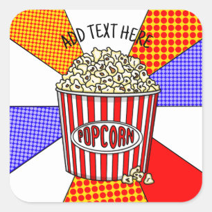 Personlig dessa Retro Pop Art Popcorn Fyrkantigt Klistermärke