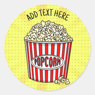 Personlig dessa Retro Pop Art Popcorn Runt Klistermärke