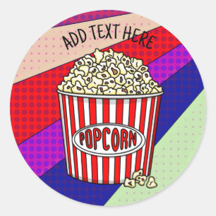 Personlig dessa Retro Pop Art Popcorn Runt Klistermärke