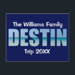 Personlig Destin Beach Resa Coola Ocean Vykort<br><div class="desc">Den här coola anpassningsbarna Destin Florida-vykort har din personlig namn för familjeåterförening eller resa för Emerald Kusten. Breven i ord DESTIN är fylld med vackra havsfotografier för din semester.</div>