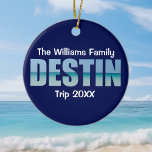 Personlig Destin Beach Resa Photo on Back Julgransprydnad Keramik<br><div class="desc">Den här anpassningsbarna Destin Florida-julprydnaden med ditt semesterfoto på baksidan av personligen namn för en familjeåterförening eller resa för Emerald Kusten. Brev i ord DESTIN är fyllt med vackra havsfotografier.</div>
