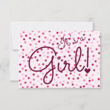 Personlig Det är en flicka! Rosa Polka dots-kort