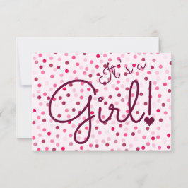 Personlig Det är en flicka! Rosa Polka dots-kort