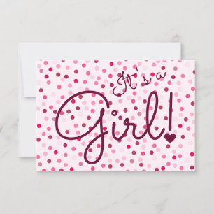 Personlig Det är en flicka! Rosa Polka dots-kort