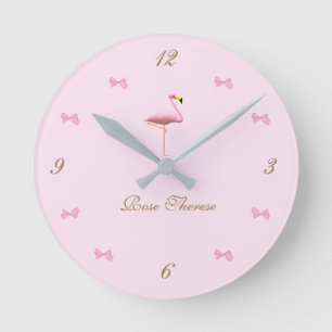 Personlig Det är en Girl Rosa Flamingo Thworthy Rund Klocka