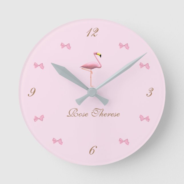 Personlig Det är en Girl Rosa Flamingo Thworthy Rund Klocka (Framsida)