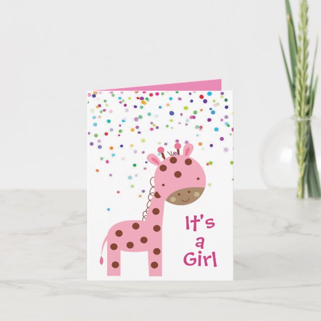 Personlig Det är ett flickkort - Giraffe Bunting Helgkort (Framsida)
