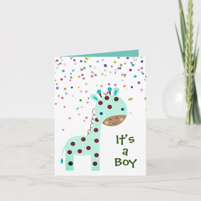 Personlig Det är ett pojkkort - Giraffe Bunting Helgkort (Framsida)