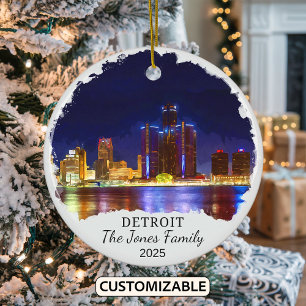 Personlig Detroit Ornament, Michigan-staten Julgransprydnad Keramik
