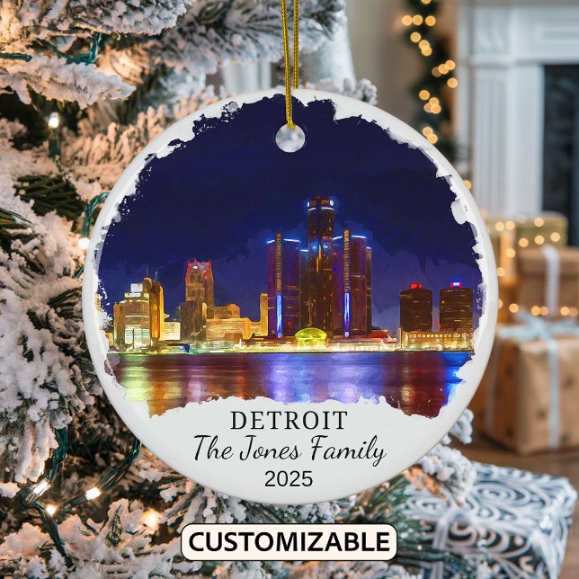 Personlig Detroit Ornament, Michigan-staten Julgransprydnad Keramik (Skapare uppladdad)