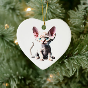 Personlig Devon Rex Kitten Julgransprydnad Keramik