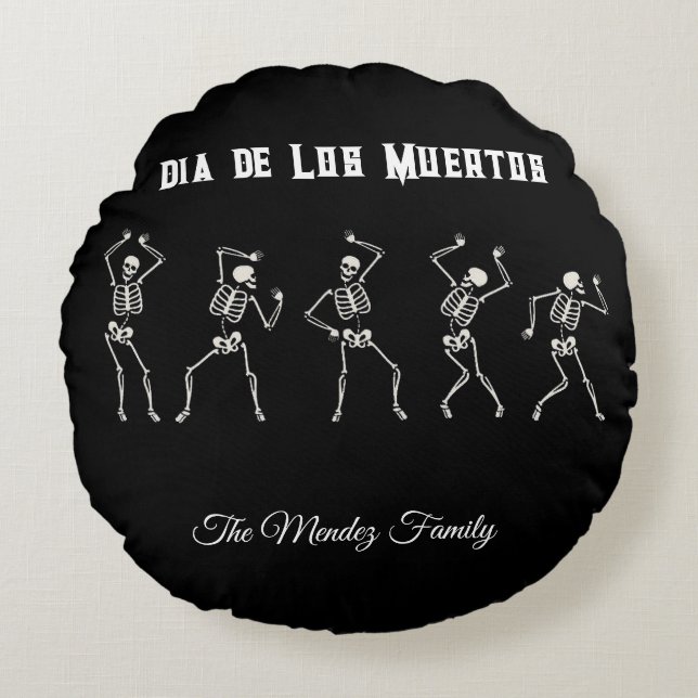 Personlig Dia De Los Muertos Rund Kudde (Framsidan)