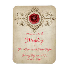 Personlig diamant ring och röd ros magnet