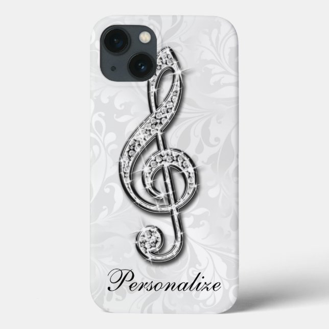 Personlig diamantmusiknot Blommig damask (Baksida)