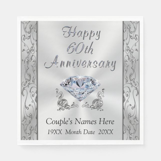 Personlig Diamond-årsdagslöjor, stening Pappersservett (Framsidan)