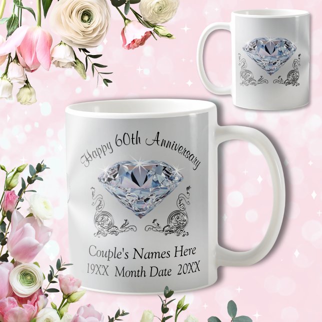 Personlig DIAMOND Lycklig 60-årsgåvor Kaffemugg (Skapare uppladdad)