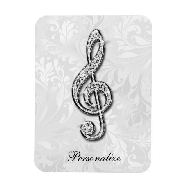 Personlig Diamond Music Note Blommigt Damask Magnet (Vertikal)