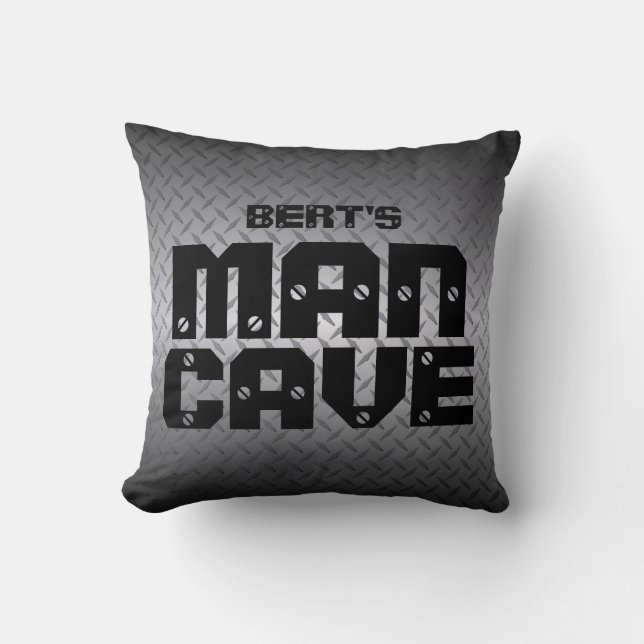 Personlig Diamondplate Man Cave Pillows Kudde (Framsida)