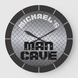 Personlig Diamondplate Man Cave Stor Klocka