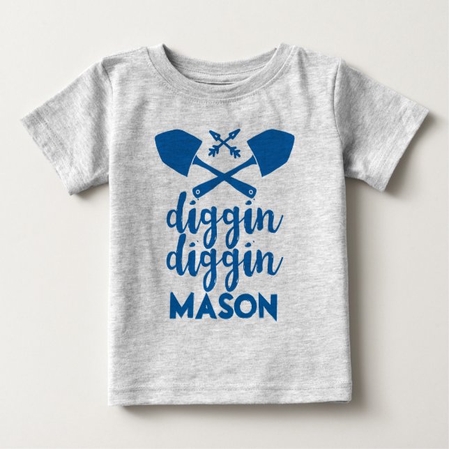 Personlig Diggin Diggin Blue och Grått Tröja (Framsida)
