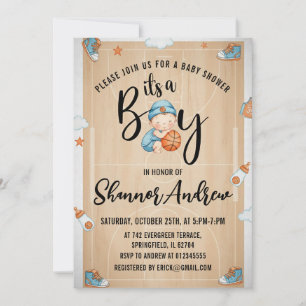 Personlig Digital Basket Sport Baby Shower Inbjudningar