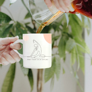 Personlig Digital Detox Yoga Line Art Kaffemugg