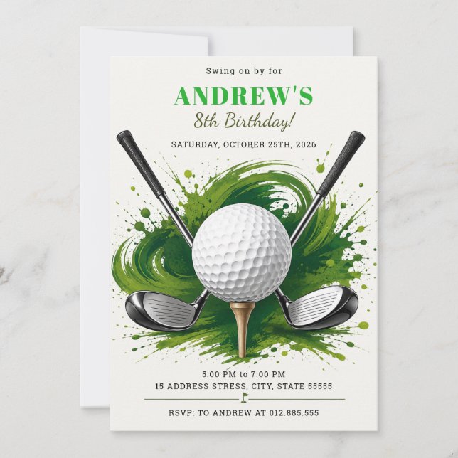 Personlig Digital Golf Födelsedag Inbjudningar (Framsida)