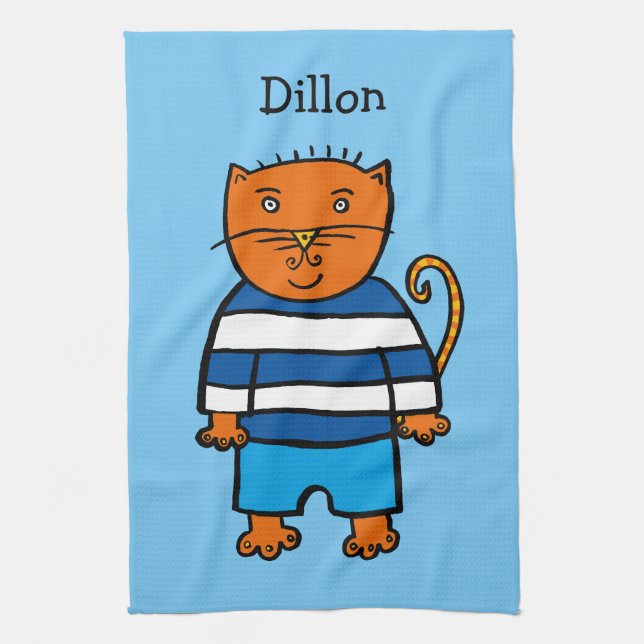 Personlig Dillon katten Kökshandduk (Vertikal)