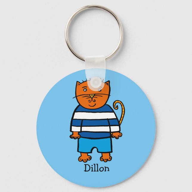 Personlig Dillon katten Nyckelring (Framsida)