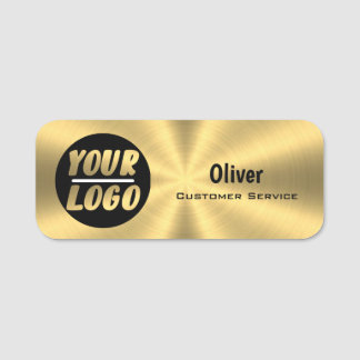 Personlig Din Logotyp Radial Metallic guld modern Namnbricka