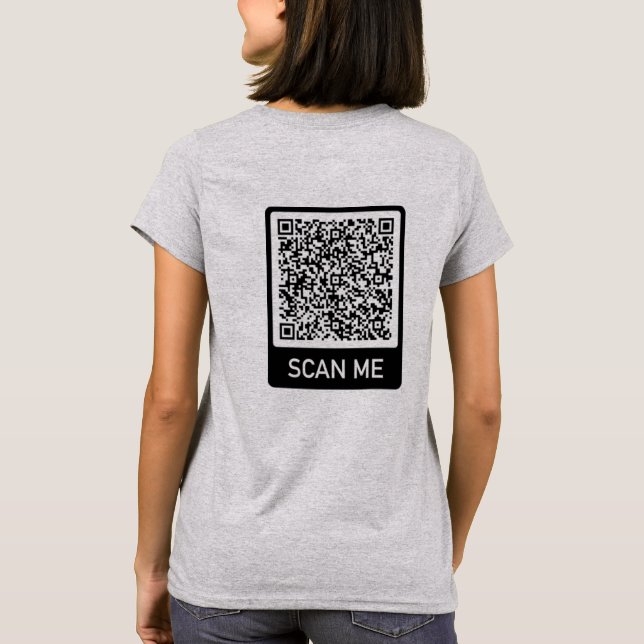 Personlig din QR-kod Scan Info Funny T-Shirt (Baksida)