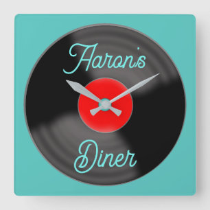 Personlig Diner-Skivinspelningur Fyrkantig Klocka