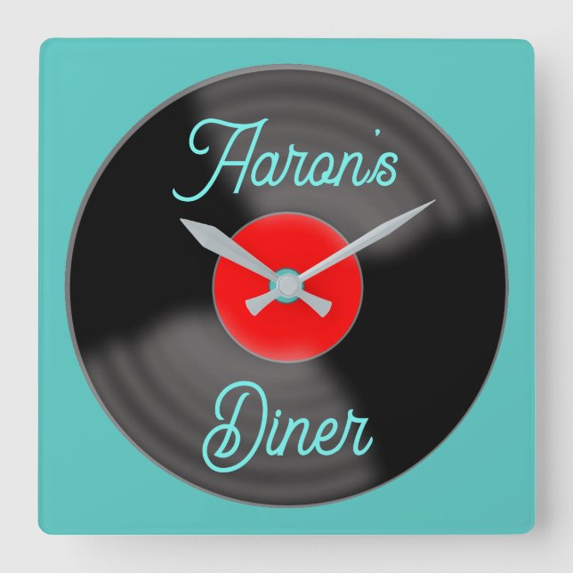 Personlig Diner-Skivinspelningur Fyrkantig Klocka (Framsida)