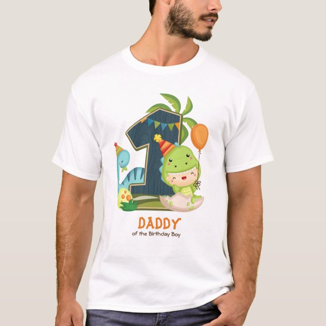 Personlig Dino Birthday Tshirt för pappa T Shirt (Framsida)