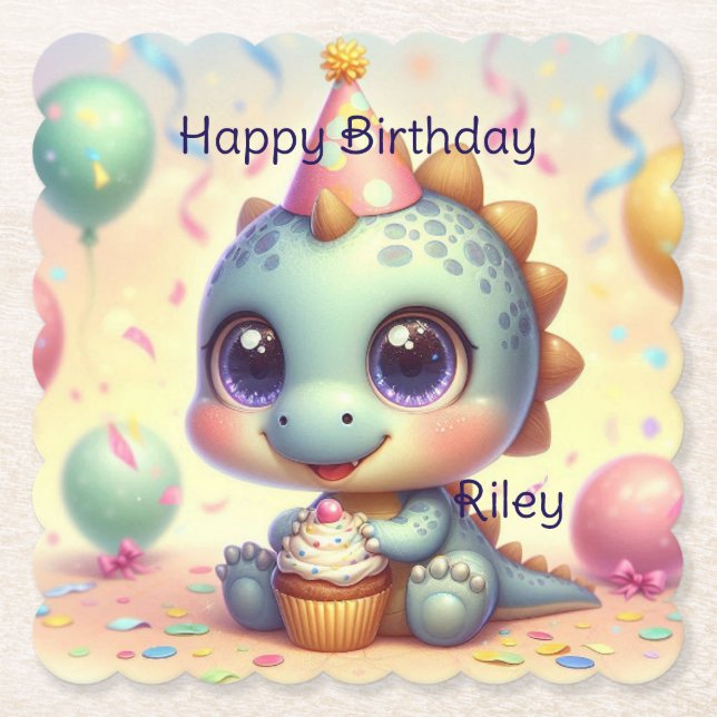 Personlig Dino Delight Papper Underlägg (Framsida)