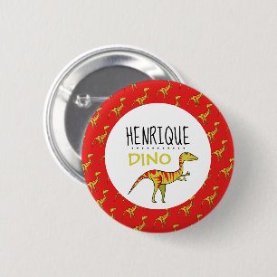 Personlig Dino Namn, Dinosaur 6 cm Round Badge Knapp