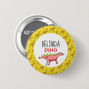Personlig Dino Namn, Dinosaur 6 cm Round Badge Knapp