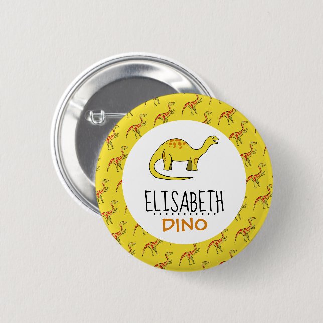Personlig Dino Namn, Dinosaur 6 cm Round Badge Knapp (Framsida & baksida)