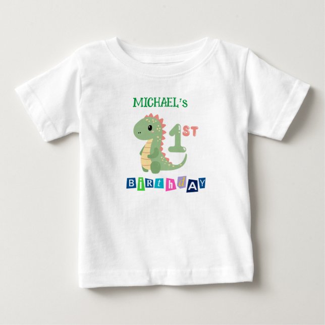 Personlig Dinosaur 1:a födelsedagen T-Shirt för Ki (Framsida)