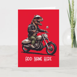 Personlig Dinosaur Biker Card Tack Kort