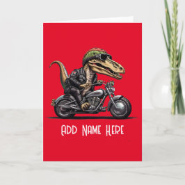 Personlig Dinosaur Biker Card Tack Kort