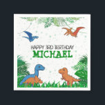Personlig Dinosaur Birthday Kids Jurassic Trex Pappersservett<br><div class="desc">Den här dinosauridesignen är underbar för födelsedagspojken i ditt liv. Ge är en dag med dinokarsten med den här dinokemiska designen med trex,  triceratops,  brontosaurus och raptor.</div>